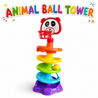 Panda ball drop tower toy with colourful spiral tracks