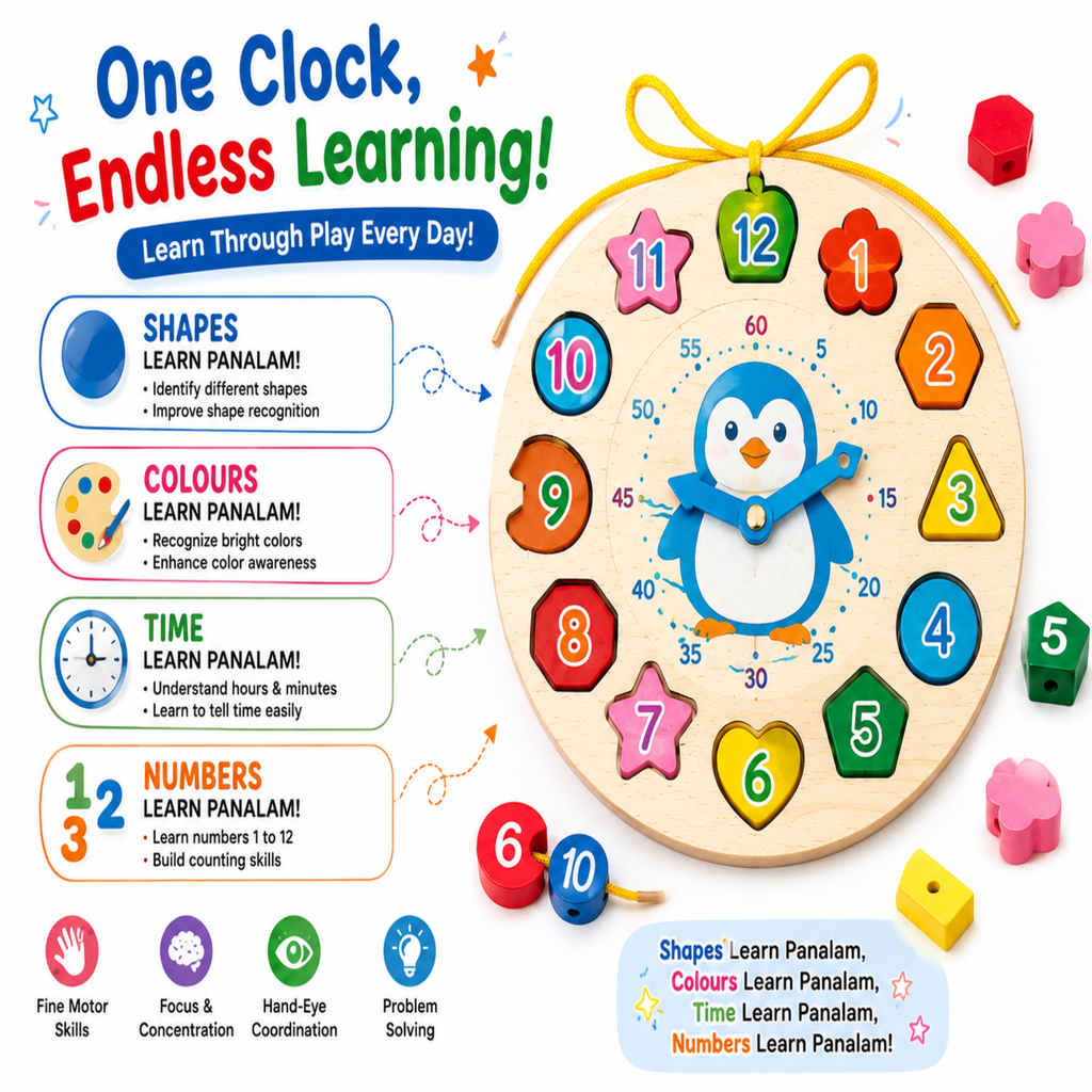Wooden Learning Clock Puzzle – view 3