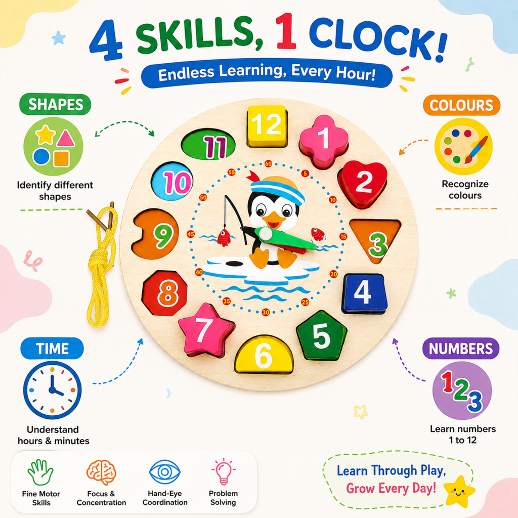 Wooden Learning Clock Puzzle – view 4
